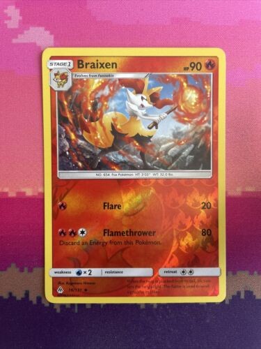 Pokemon Card Braixen Forbidden Light Reverse Holo Uncommon 16/131 Near Mint