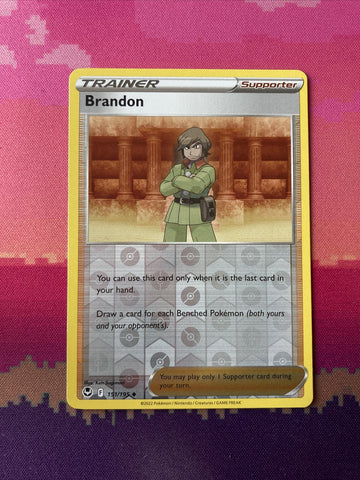 Pokemon Card Brandon Silver Tempest Reverse Holo 151/195 Near Mint