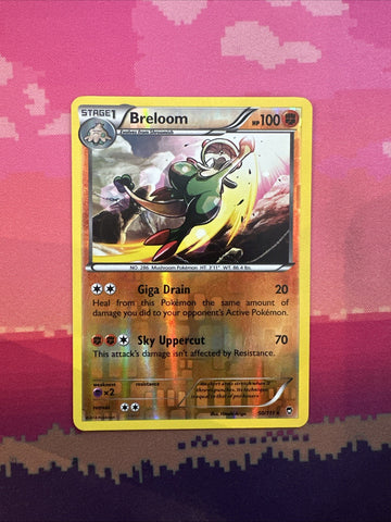 Pokemon Card Breloom Furious Fists Reverse Holo Rare 50/111 Near Mint