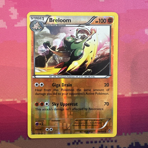 Pokemon Card Breloom Furious Fists Reverse Holo Rare 50/111 Near Mint