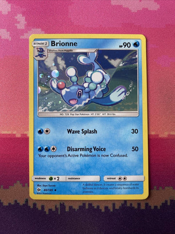 Pokemon Card Brionne Sun & Moon Cosmo Holo Uncommon 40/149 Near Mint