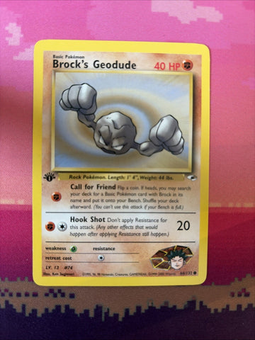 Pokemon Card Brock's Geodude Gym Heroes 1st Edition 66/132 Near Mint