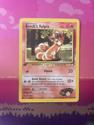 Pokemon Card Brock's Vulpix 1st Edition Common Gym Heroes 73/132 Near Mint