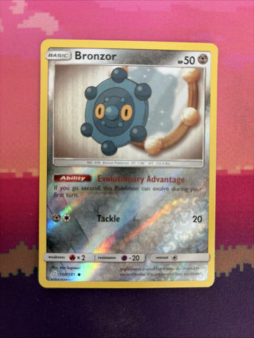 Pokemon Card Bronzor Team Up Reverse Holo Common 100/181 Near Mint