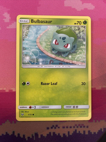 Pokemon Card Bulbasaur Shining Legends Common 1/73 Near Mint