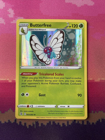 Pokemon Card Butterfree Fusion Strike Holo Rare 003/264 Near Mint