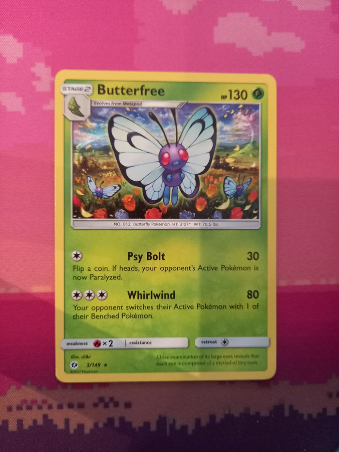 Pokemon Card Butterfree Sun & Moon Rare 3/149 Near Mint