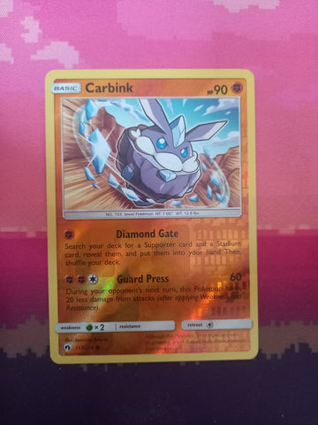 Pokemon Card Carbink 117/214 Reverse Holo Lost Thunder Near Mint