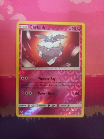 Pokemon card Carbink 143/214 Reverse Holo Lost Thunder Near Mint