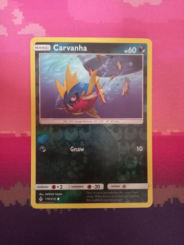 Pokemon card Carvanha 110/214 Reverse Holo Unbroken Bonds Near Mint