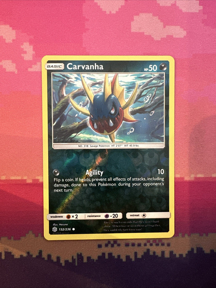 Pokemon Card Carvanha Cosmic Eclipse Reverse Holo Common 132/236 Near Mint