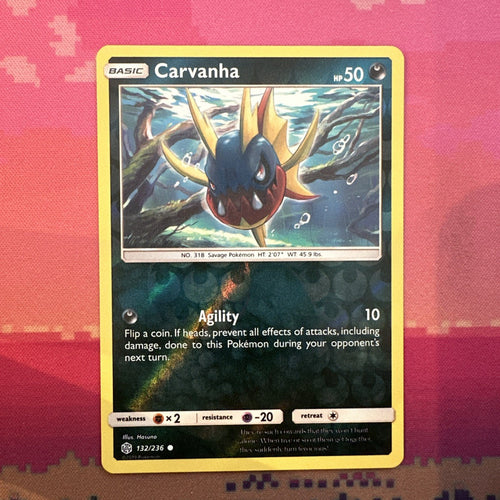 Pokemon Card Carvanha Cosmic Eclipse Reverse Holo Common 132/236 Near Mint