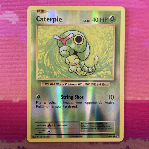 Pokemon Card Caterpie Evolutions Reverse Holo 3/108 Near Mint