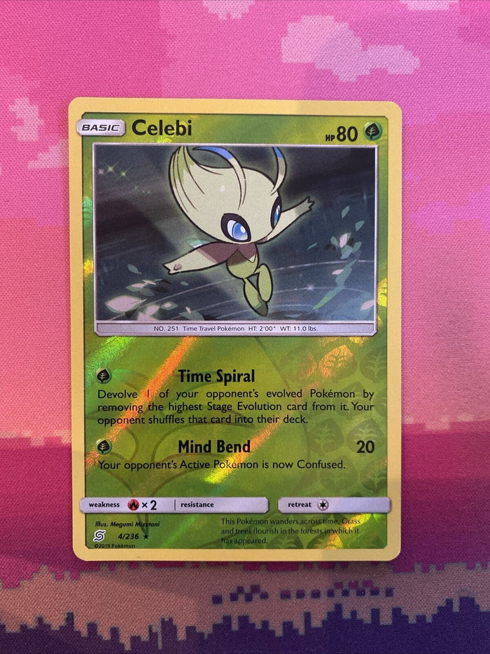 Pokemon Card Celebi Unified Minds Reverse Holo 4/236 Near Mint