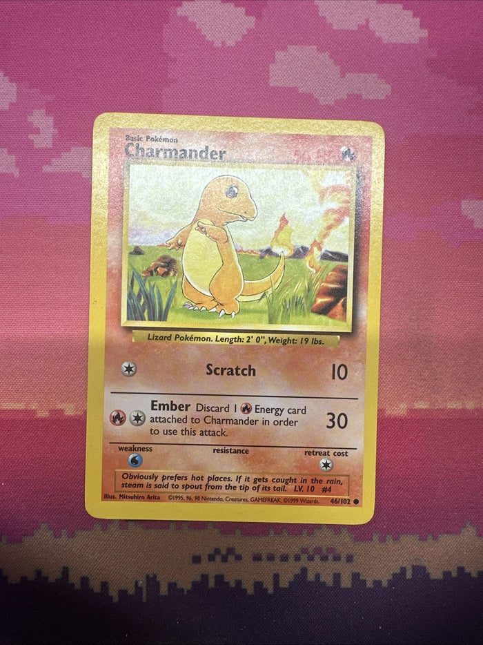 Pokemon Card Charmander Base Set Common 46/102 Near Mint