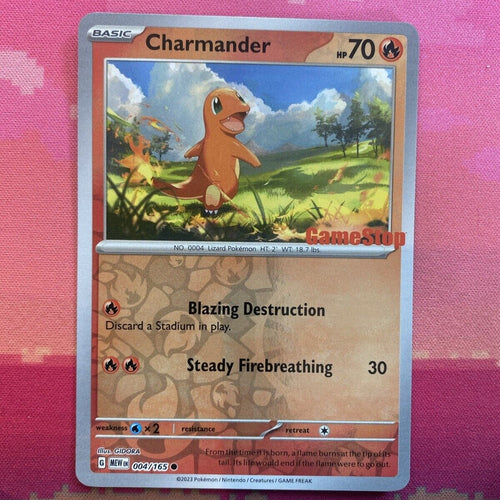 Pokemon Card Charmander GAMESTOP STAMPED 004/165 NOT SEALED Near Mint