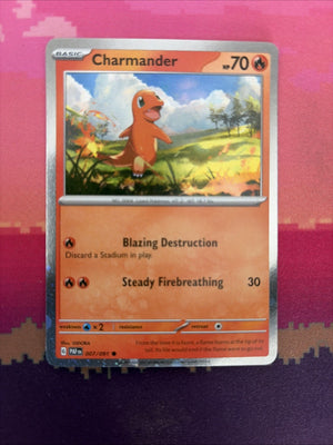 Pokemon Card Charmander Paldean Fates Cosmo Holo 007/091 Near Mint