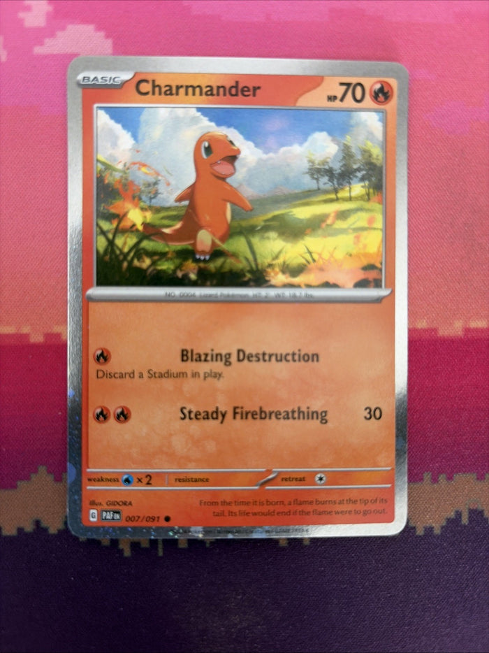 Pokemon Card Charmander Paldean Fates Cosmo Holo 007/091 Near Mint