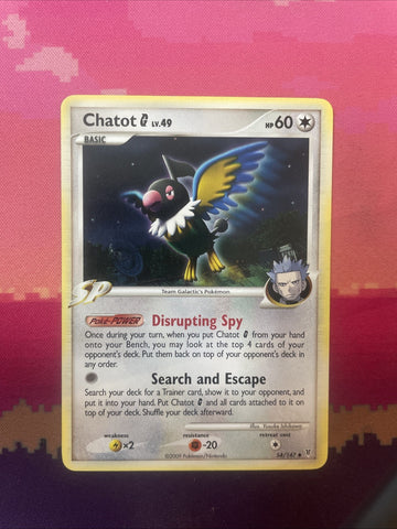 Pokemon Card Chatot Platinum Uncommon 54/147 Near Mint