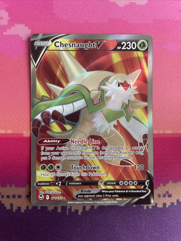 Pokemon Card Chesnaught V 171/195 Ultra Rare Silver Tempest Near Mint