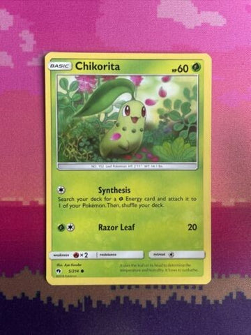 Pokemon Card Chikorita Lost Thunder Common 5/214 Near Mint