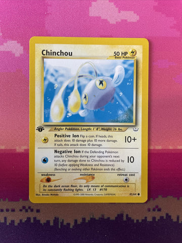 Pokemon Card Chinchou Neo Revelation 1st Edition 42/64 Near Mint
