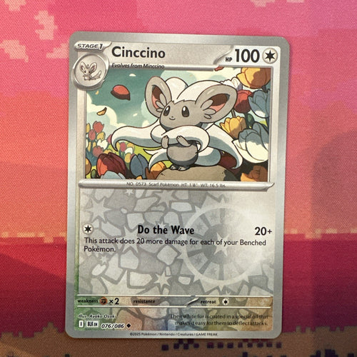 Pokemon Card Cinccino Black Flare Reverse Holo Uncommon 076/086 Near Mint