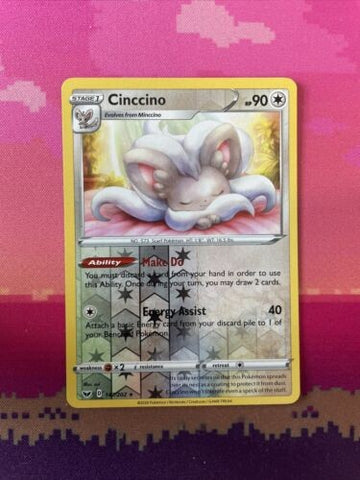 Pokemon Card Cinccino Sword And Shield Reverse Holo 147/202 Near Mint