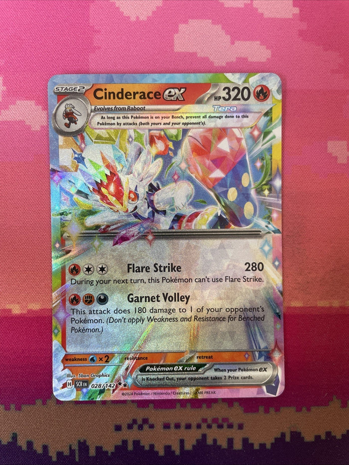 Pokemon Card Cinderace ex 028/142 Double Rare Stellar Crown Near Mint