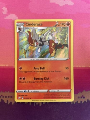 Pokemon Card Cinderace Sword & Shield Holo Rare 035/202 Near Mint