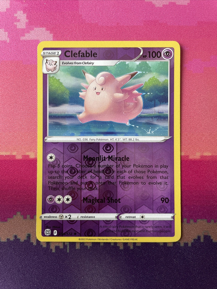 Pokemon Card Clefable Brilliant Stars Reverse Holo Rare 054/172 Near Mint