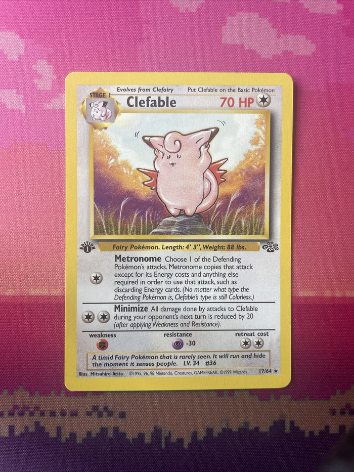 Pokemon Card Clefable Jungle 1st Edition Rare 17/64 Near Mint