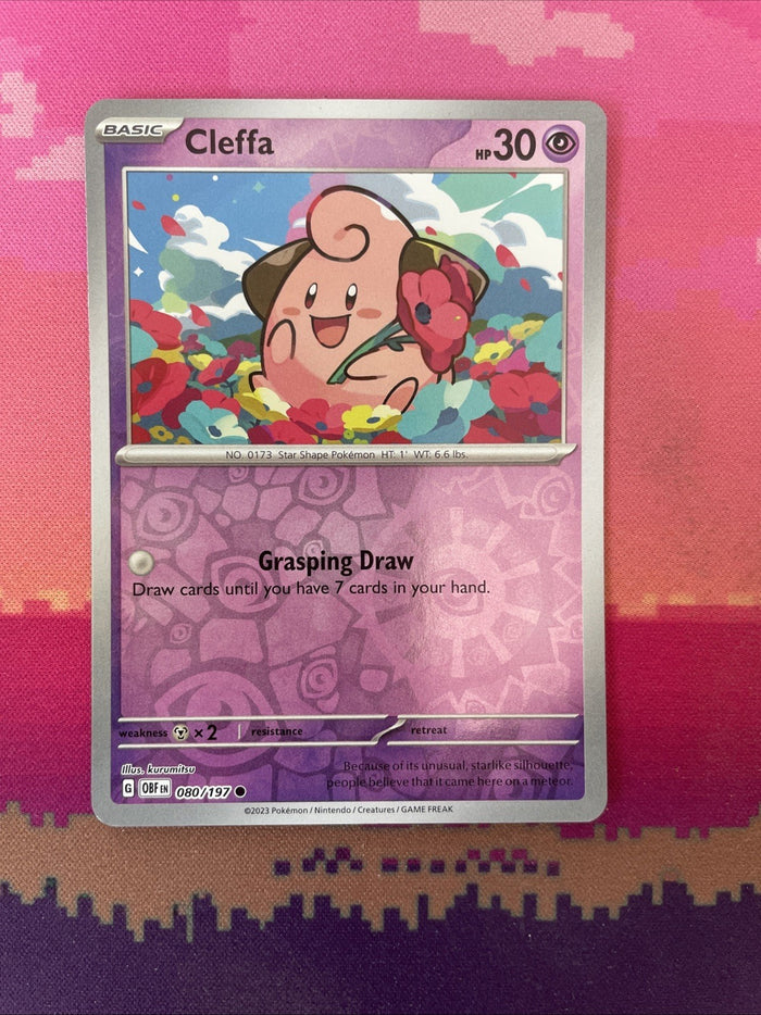 Pokemon Card Cleffa Obsidian Flames Reverse Holo 080/197 Near Mint