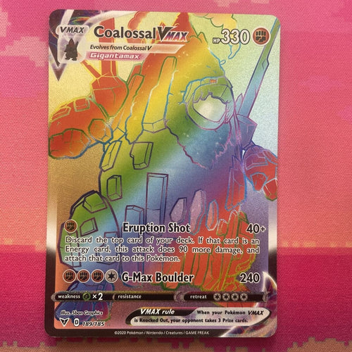 Pokemon Card Coalossal VMAX 189/185 Secret Rare Vivid Voltage Near Mint