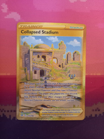 Pokemon Card Collapsed Stadium 215/196 Secret Rare Lost Origin Near Mint