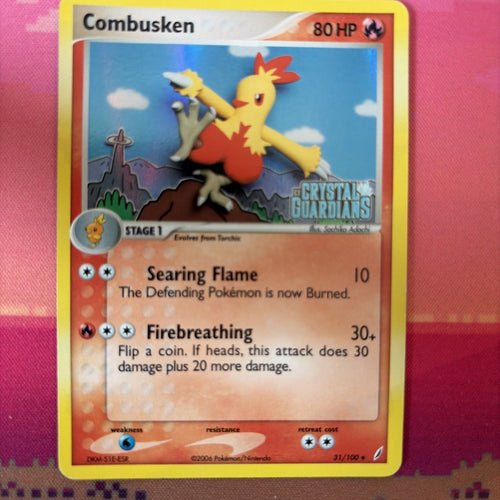 Pokemon Card Combusken Crystal Guardians Reverse Holo 31/100 Near Mint