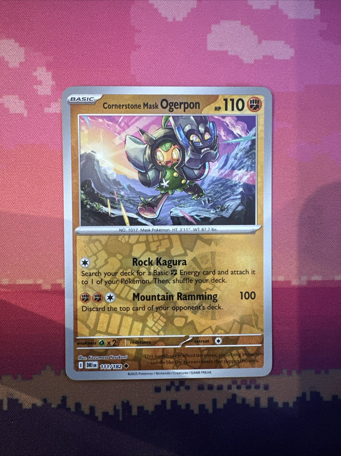 Pokemon Card Cornerstone Mask Ogerpon Destined Rivals Reverse Holo 111/182 NM