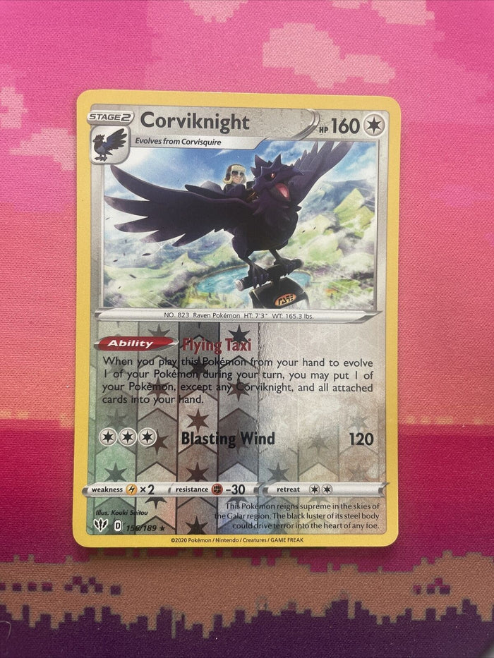 Pokemon Card Corviknight Darkness Ablaze Reverse Holo Rare 156/189 Near Mint