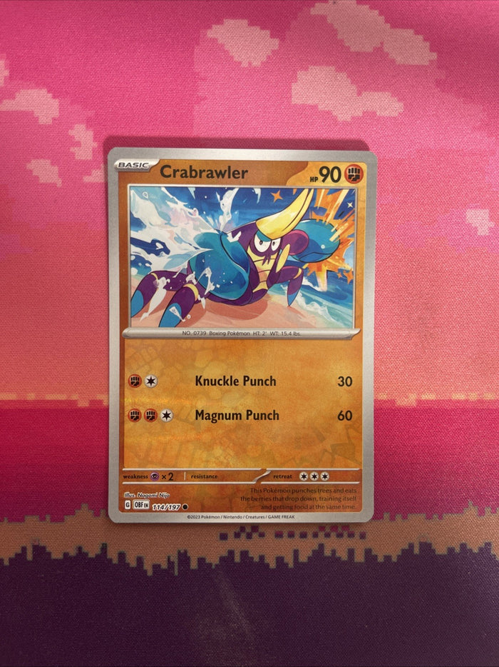 Pokemon Card Crabrawler Obsidian Flames Reverse Holo 114/197 Near Mint