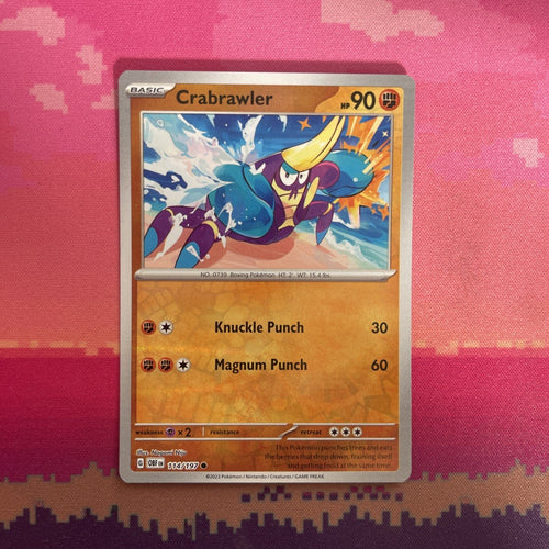 Pokemon Card Crabrawler Obsidian Flames Reverse Holo 114/197 Near Mint