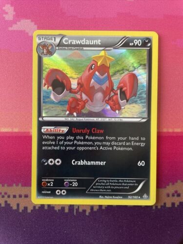 Pokemon Card Crawdaunt Primal Clash Holo Rare 92/160 Near Mint