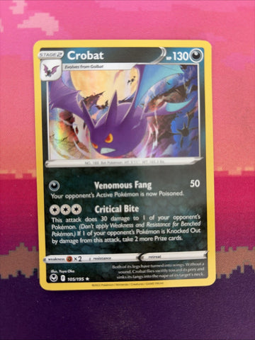 Pokemon Card Crobat Silver Tempest Holo Rare 105/195 Near Mint
