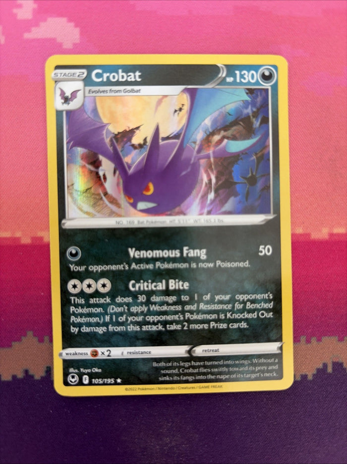 Pokemon Card Crobat Silver Tempest Holo Rare 105/195 Near Mint