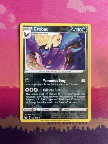 Pokemon Card Crobat Silver Tempest Reverse Holo Rare 105/195 Near Mint