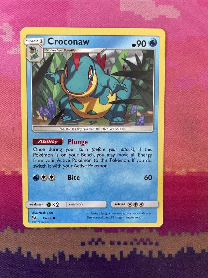 Pokemon Card Croconaw Shining Legends Common 19/73 Near Mint