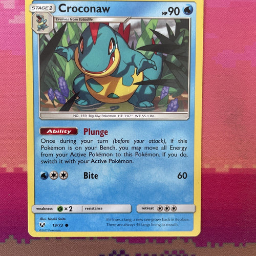 Pokemon Card Croconaw Shining Legends Common 19/73 Near Mint