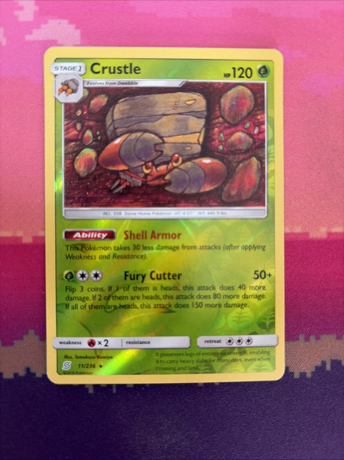 Pokemon Card Crustle Unified Minds Reverse Holo Rare 11/236 Near Mint