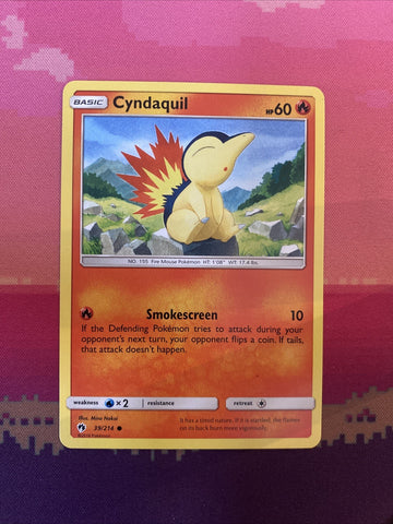 Pokemon Card Cyndaquil Lost Thunder Common 39/214 Near Mint