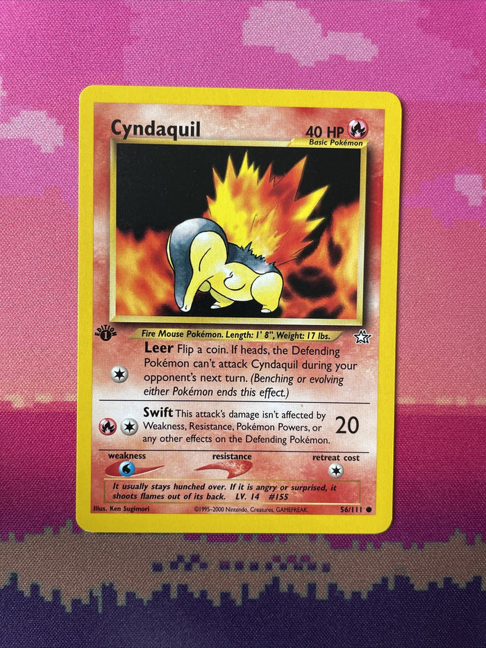 Pokemon Card Cyndaquil Neo Genesis 1st Edition 56/111 Common Near Mint