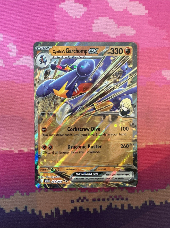 Pokemon Card Cynthia's Garchomp ex 104/182 Double Rare Destined Rivals Near Mint